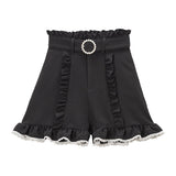 バックルベルトフリルレースショートパンツ