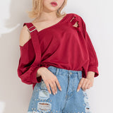 【メール便】ワンショルダメージゆるスウェット