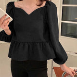 【メール便】ハートネック裾フリルトップス