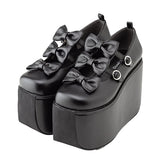 ぽってり厚底トリプルリボンパンプス