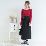 【メール便】ボートネック長袖リブトップス