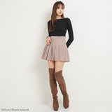 【メール便】ボートネック長袖リブトップス