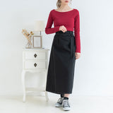 【メール便】ボートネック長袖リブトップス