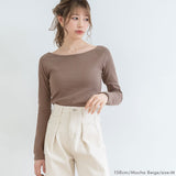 【メール便】ボートネック長袖リブトップス