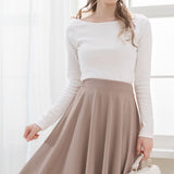 【メール便】ボートネック長袖リブトップス