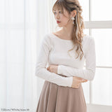 【メール便】ボートネック長袖リブトップス