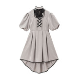 バルーン袖リボンリボンワンピース