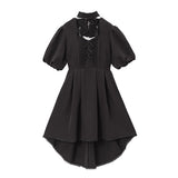 バルーン袖リボンリボンワンピース