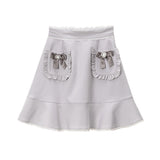 【メール便】ハートリボンフリルポケットスカート