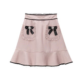 【メール便】ハートリボンフリルポケットスカート