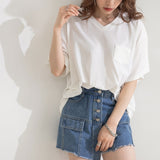 【メール便】胸ポケット付きクルーネックorVネックTシャツ