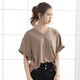 【メール便】胸ポケット付きクルーネックorVネックTシャツ