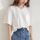 【メール便】胸ポケット付きクルーネックorVネックTシャツ