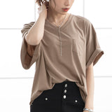 【メール便】胸ポケット付きクルーネックorVネックTシャツ