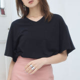 【メール便】胸ポケット付きクルーネックorVネックTシャツ