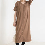 半袖リブロングカーデワンピース