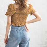 【メール便】花柄シャーリングブラウス