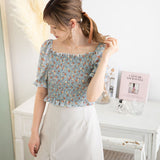 【メール便】花柄シャーリングブラウス