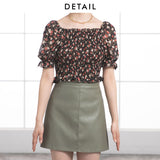 【メール便】花柄シャーリングブラウス