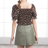 【メール便】花柄シャーリングブラウス