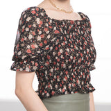 【メール便】花柄シャーリングブラウス