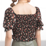 【メール便】花柄シャーリングブラウス