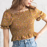 【メール便】花柄シャーリングブラウス