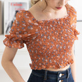 【メール便】花柄シャーリングブラウス