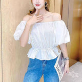 ボリュームスリーブペプラムブラウス