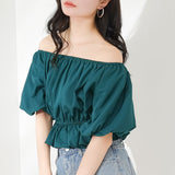 ボリュームスリーブペプラムブラウス