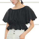 ボリュームスリーブペプラムブラウス