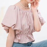 ボリュームスリーブペプラムブラウス