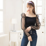 【メール便】フロッキードットチュールブラウス