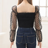 【メール便】フロッキードットチュールブラウス