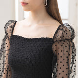 【メール便】フロッキードットチュールブラウス