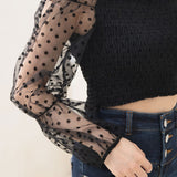 【メール便】フロッキードットチュールブラウス