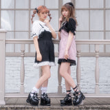 7cmor10cmヒールトリプルハートリボン厚底パンプス