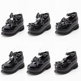 7cmor10cmヒールトリプルハートリボン厚底パンプス