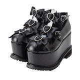 7cmor10cmヒールトリプルハートリボン厚底パンプス