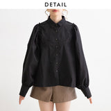 【メール便】刺繍入りボリュームスリーブブラウス