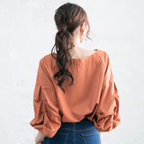 【メール便】ボリュームタックスリーブブラウス