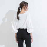 【メール便】ボリュームタックスリーブブラウス