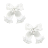 十字架レースフリルツインリボンクリップ