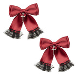 十字架レースフリルツインリボンクリップ