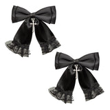 十字架レースフリルツインリボンクリップ