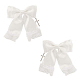 十字架レースフリルツインリボンクリップ