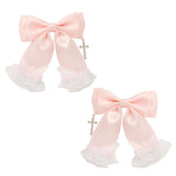 十字架レースフリルツインリボンクリップ