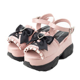 レースアップハートビジューリボンスニーカーサンダル