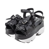 レースアップハートビジューリボンスニーカーサンダル