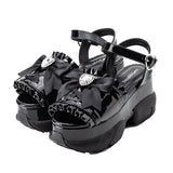 レースアップハートビジューリボンスニーカーサンダル